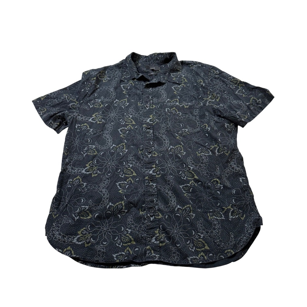 Vince Button Down Shirt Paisley Floral Classic Short Sleeve Resortwear Preppy ML